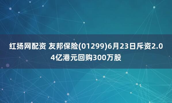 红扬网配资 友邦保险(01299)6月23日斥资2.04亿港元回购300万股